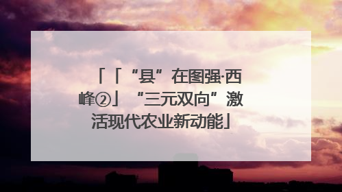 「“县”在图强·西峰②」“三元双向”激活现代农业新动能