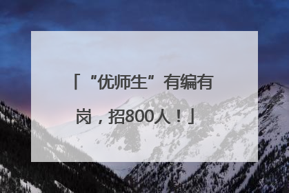“优师生”有编有岗，招800人！