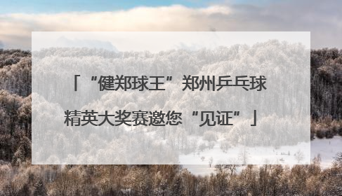 “健郑球王”郑州乒乓球精英大奖赛邀您“见证”