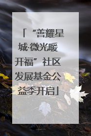 “善耀星城·微光暖开福”社区发展基金公益季开启