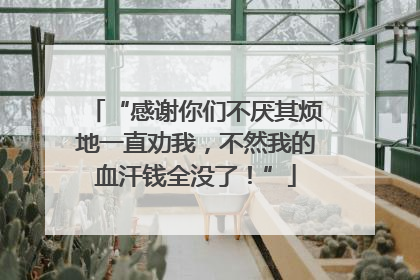 “感谢你们不厌其烦地一直劝我，不然我的血汗钱全没了！”