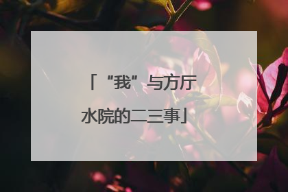 “我”与方厅水院的二三事