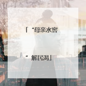 “母亲水窖”解民渴