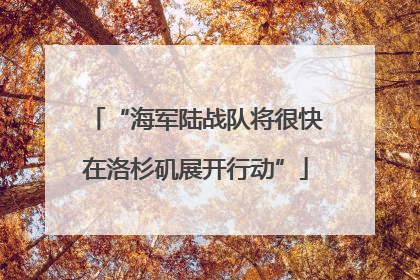 “海军陆战队将很快在洛杉矶展开行动”