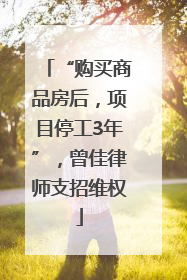 “购买商品房后，项目停工3年”，曾佳律师支招维权