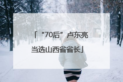 “70后”卢东亮当选山西省省长