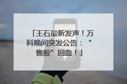 王石最新发声！万科晚间突发公告：“售股”回血！
