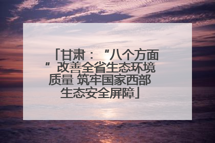 甘肃：“八个方面”改善全省生态环境质量 筑牢国家西部生态安全屏障