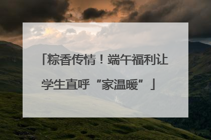 粽香传情！端午福利让学生直呼“家温暖”