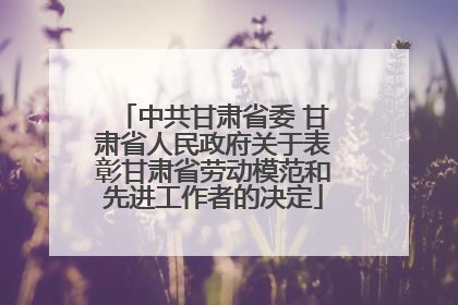 中共甘肃省委 甘肃省人民政府关于表彰甘肃省劳动模范和先进工作者的决定