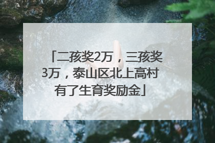 二孩奖2万，三孩奖3万，泰山区北上高村有了生育奖励金