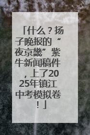 什么？扬子晚报的“夜京畿”紫牛新闻稿件，上了2025年镇江中考模拟卷！