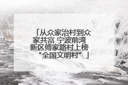 从众家治村到众家共富 宁波前湾新区傅家路村上榜“全国文明村”