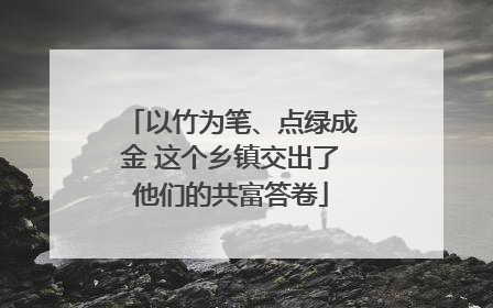 以竹为笔、点绿成金 这个乡镇交出了他们的共富答卷