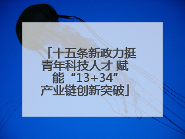 十五条新政力挺青年科技人才 赋能“13+34”产业链创新突破
