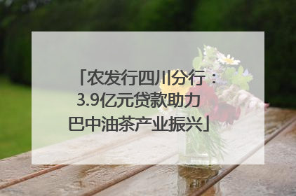 农发行四川分行：3.9亿元贷款助力巴中油茶产业振兴