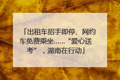 出租车招手即停、网约车免费乘坐……“爱心送考”，湖南在行动