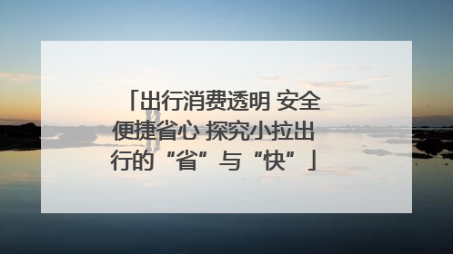 出行消费透明 安全便捷省心 探究小拉出行的“省”与“快”