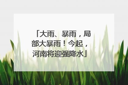 大雨、暴雨，局部大暴雨！今起，河南将迎强降水