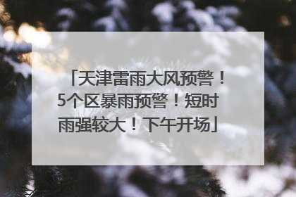天津雷雨大风预警！5个区暴雨预警！短时雨强较大！下午开场
