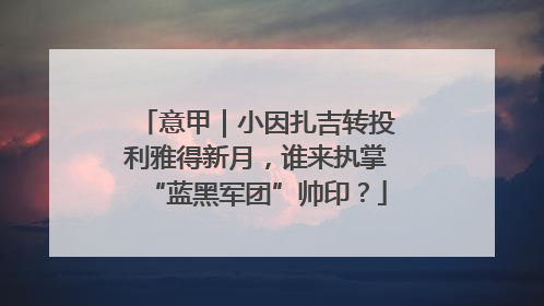 意甲｜小因扎吉转投利雅得新月，谁来执掌“蓝黑军团”帅印？