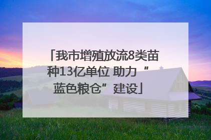 我市增殖放流8类苗种13亿单位 助力“蓝色粮仓”建设