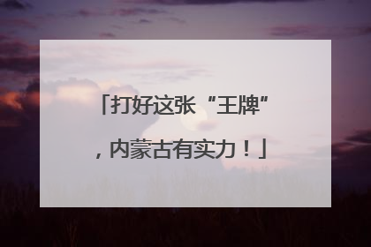 打好这张“王牌”，内蒙古有实力！