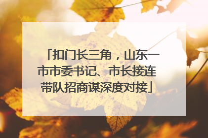 扣门长三角，山东一市市委书记、市长接连带队招商谋深度对接
