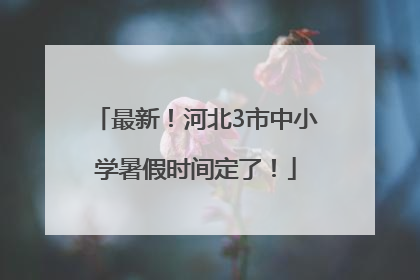 最新！河北3市中小学暑假时间定了！