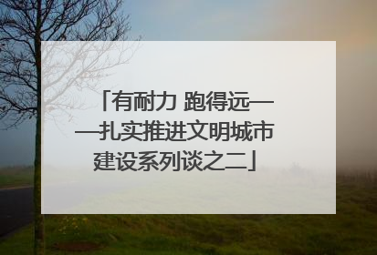 有耐力 跑得远——扎实推进文明城市建设系列谈之二