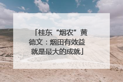桂东“烟农”黄德文：烟田有效益就是最大的成就