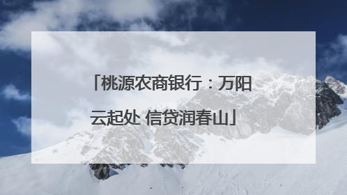 桃源农商银行：万阳云起处 信贷润春山