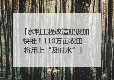 水利工程改造建设加快推！110万亩农田将用上“及时水”