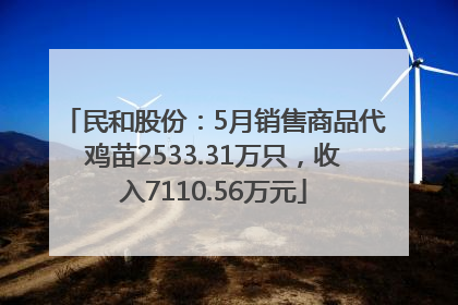 民和股份：5月销售商品代鸡苗2533.31万只，收入7110.56万元