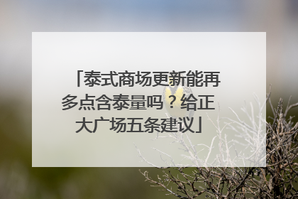 泰式商场更新能再多点含泰量吗？给正大广场五条建议