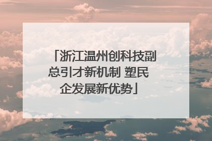 浙江温州创科技副总引才新机制 塑民企发展新优势