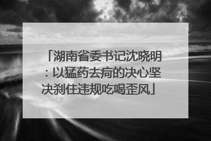 湖南省委书记沈晓明：以猛药去疴的决心坚决刹住违规吃喝歪风