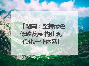 湖南：坚持绿色低碳发展 构建现代化产业体系