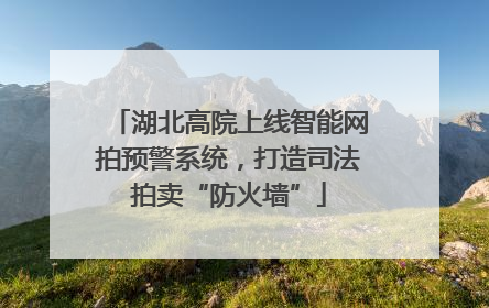 湖北高院上线智能网拍预警系统，打造司法拍卖“防火墙”
