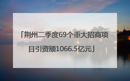 荆州二季度69个重大招商项目引资额1066.5亿元
