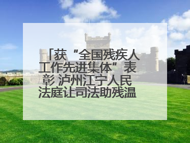 获“全国残疾人工作先进集体”表彰 泸州江宁人民法庭让司法助残温暖有力