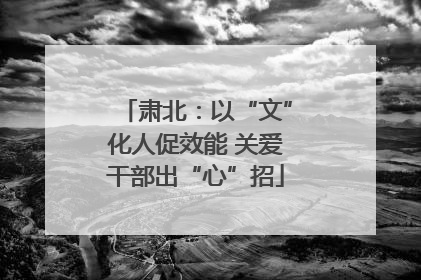 肃北：以“文”化人促效能 关爱干部出“心”招