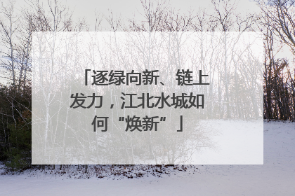 逐绿向新、链上发力，江北水城如何“焕新”