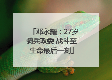 邓永耀：27岁骑兵政委 战斗至生命最后一刻