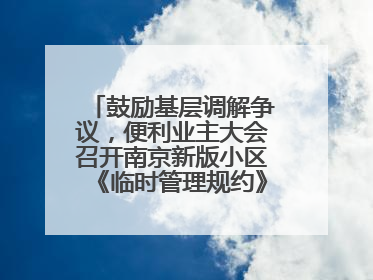 鼓励基层调解争议，便利业主大会召开南京新版小区《临时管理规约》征求意见
