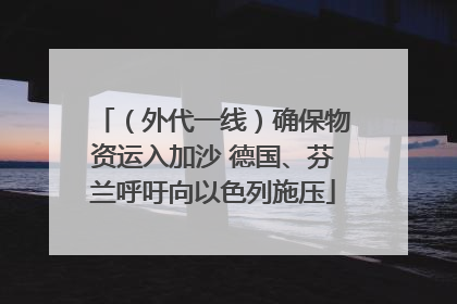 （外代一线）确保物资运入加沙 德国、芬兰呼吁向以色列施压