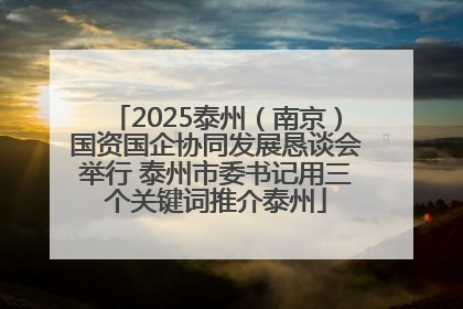 2025泰州（南京）国资国企协同发展恳谈会举行 泰州市委书记用三个关键词推介泰州