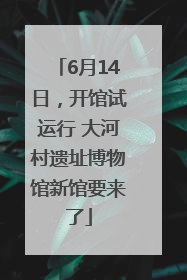 6月14日，开馆试运行 大河村遗址博物馆新馆要来了