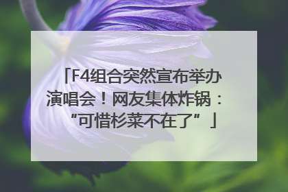 F4组合突然宣布举办演唱会！网友集体炸锅：“可惜杉菜不在了”